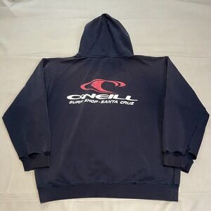 VTG Y2K O­Neill Surf Santa Cruz Hoodie Sweater Navy Distress Fade Skate-L-3485‎